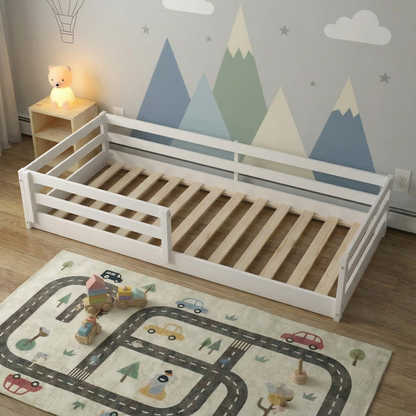 From the Tree Furniture Twin Size Floor Bed Frame, Solid Wood Montessori Bed for Toddlers & Kids