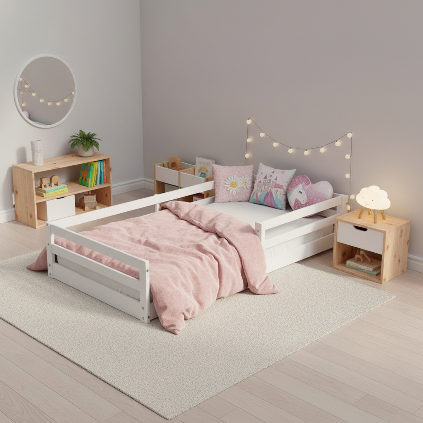 From the Tree Furniture Twin Size Floor Bed Frame, Solid Wood Montessori Bed for Toddlers & Kids