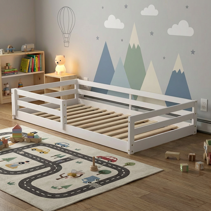 From the Tree Furniture Twin Size Floor Bed Frame, Solid Wood Montessori Bed for Toddlers & Kids