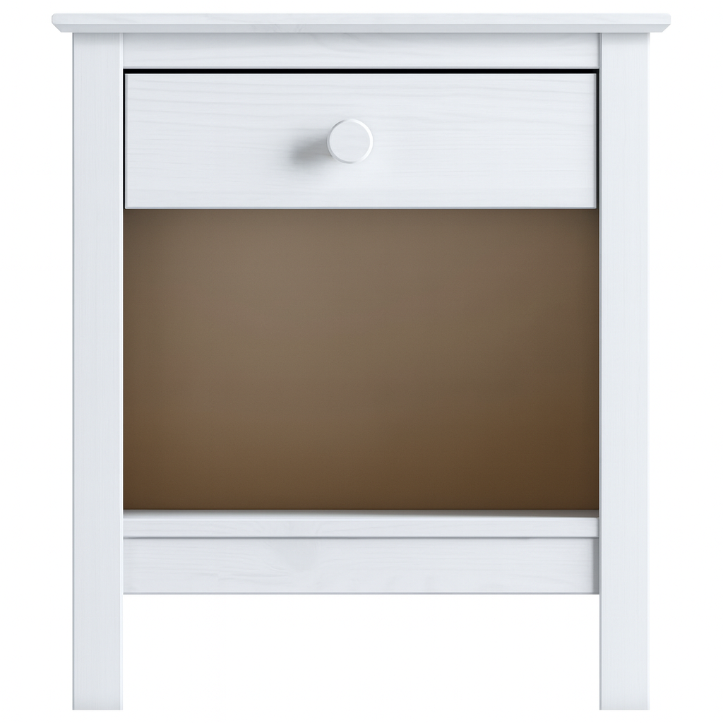 Nightstand Table 1 Drawer Solid Wood White