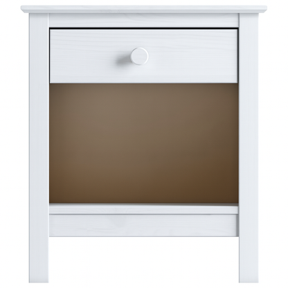 Nightstand Table 1 Drawer Solid Wood White