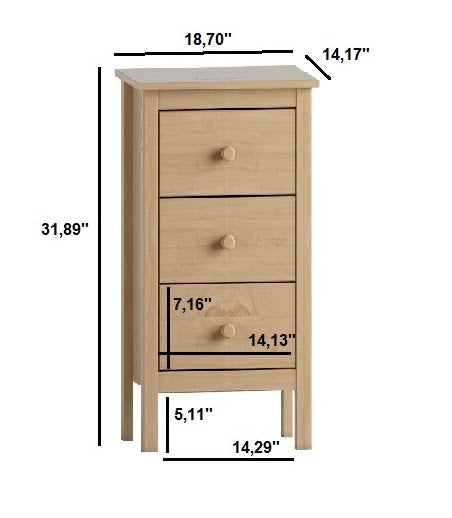 Set of Small Bedroom Nightstands With 3 Drawers Pine Wood Nightstand