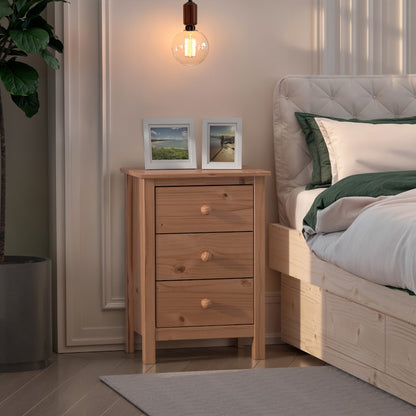 Nightstand Extra Tall 3 Drawer Solid Wood