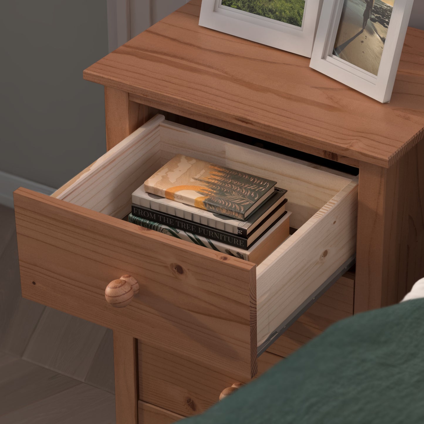 Nightstand Extra Tall 3 Drawer Solid Wood