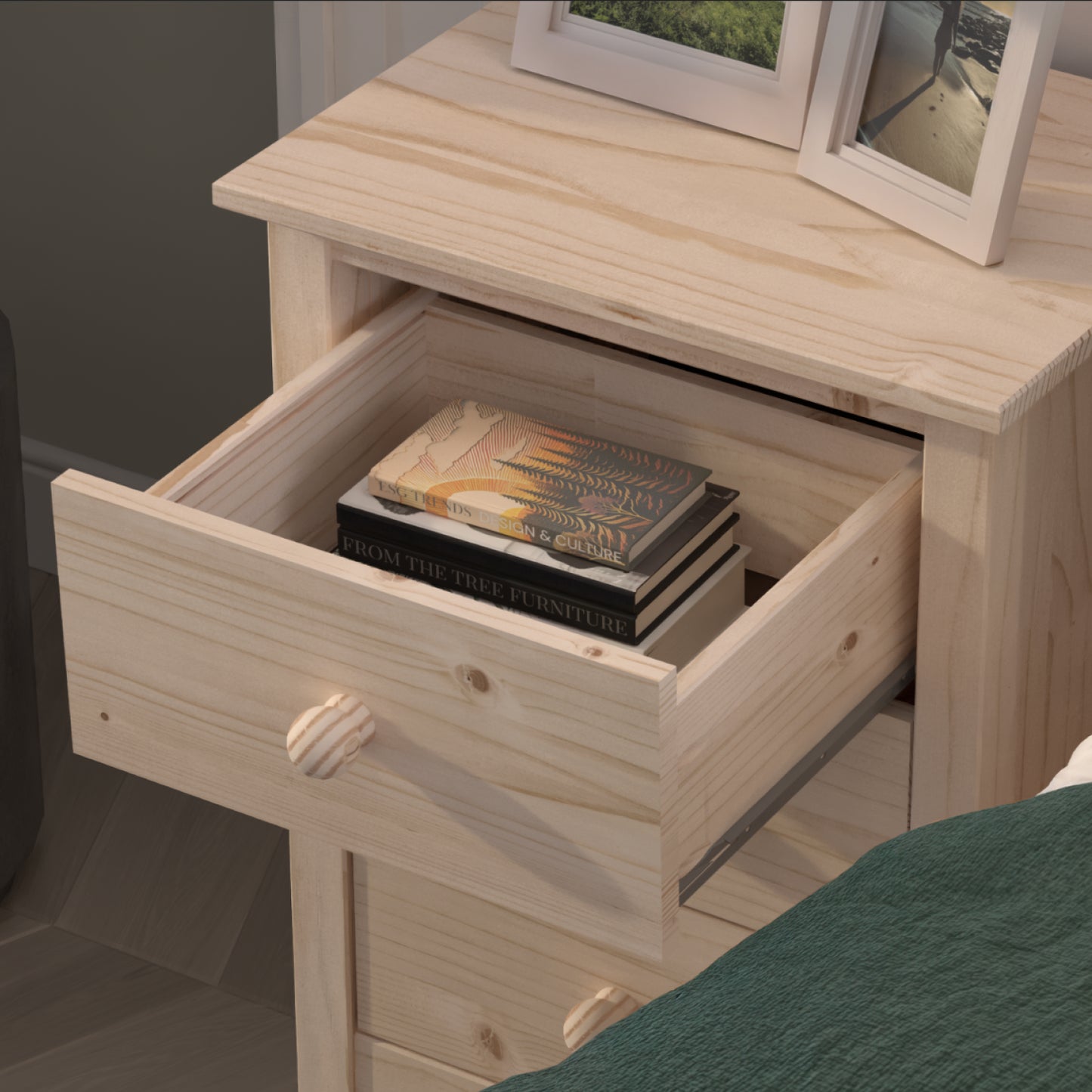 Nightstand Extra Tall 3 Drawer Solid Wood