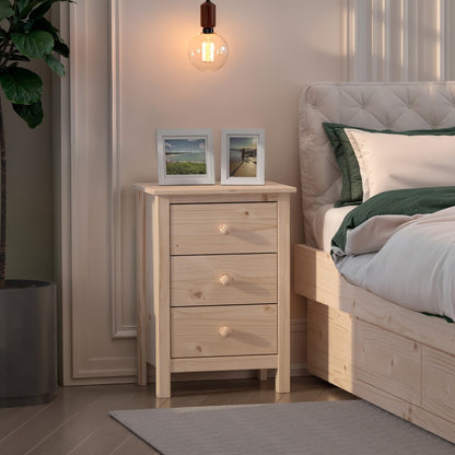 Nightstand Extra Tall 3 Drawer Solid Wood