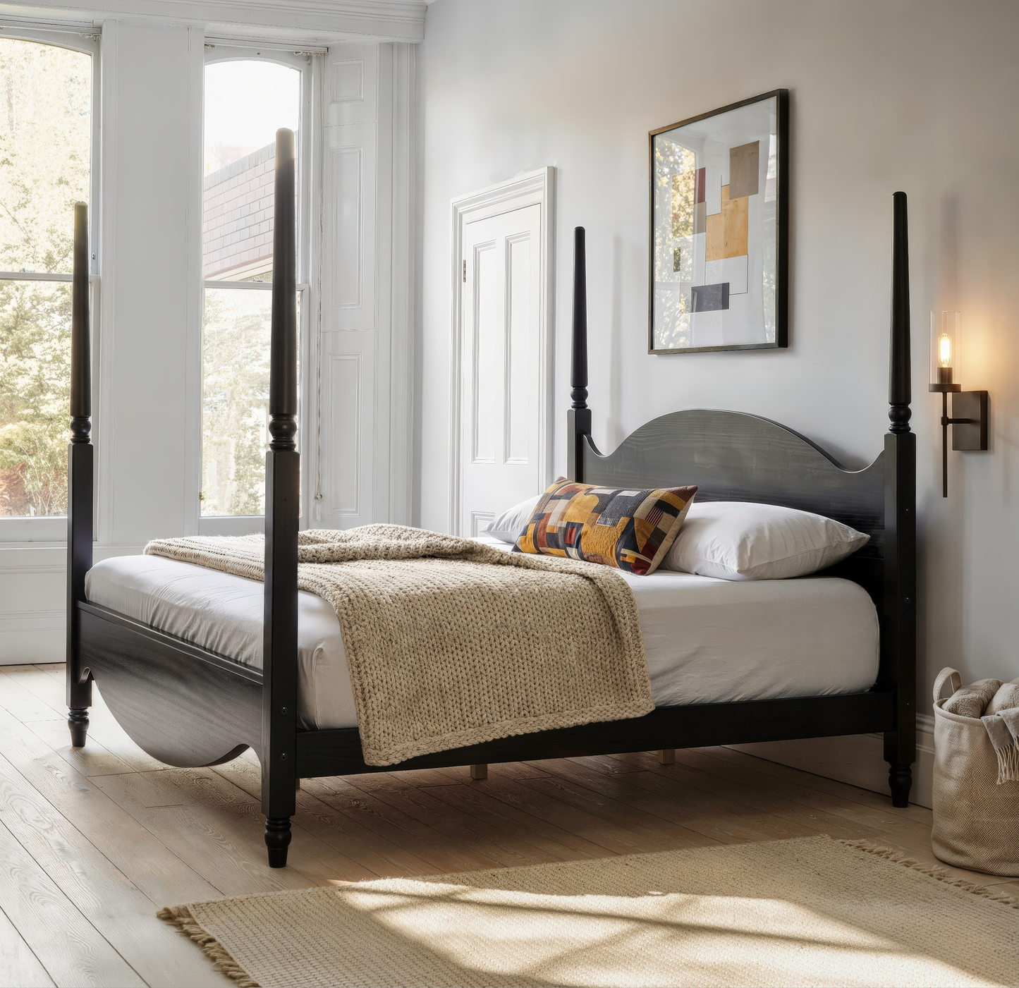 Brixton King Bed — Solid Pine Wood Four-Poster Frame