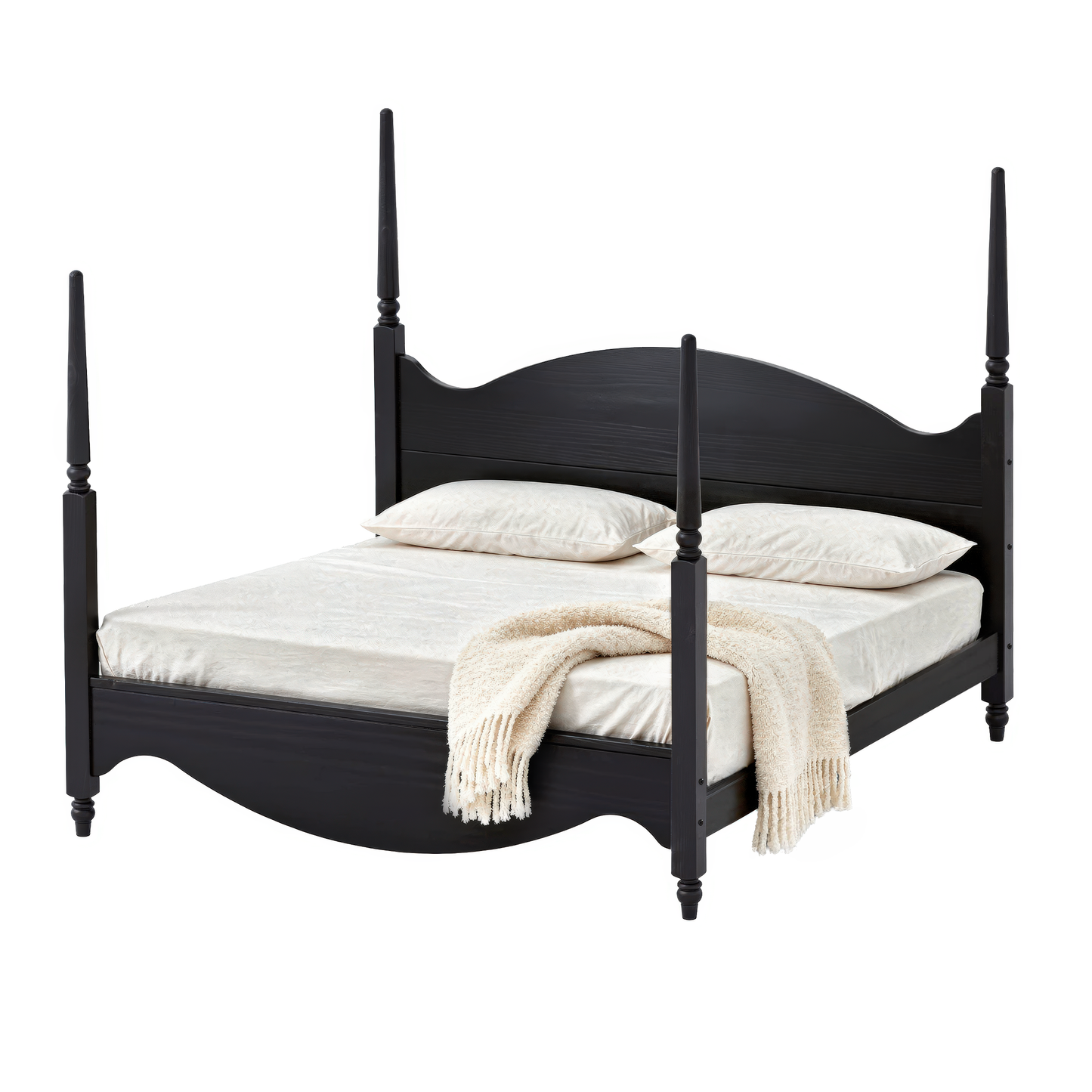 Brixton King Bed — Solid Pine Wood Four-Poster Frame