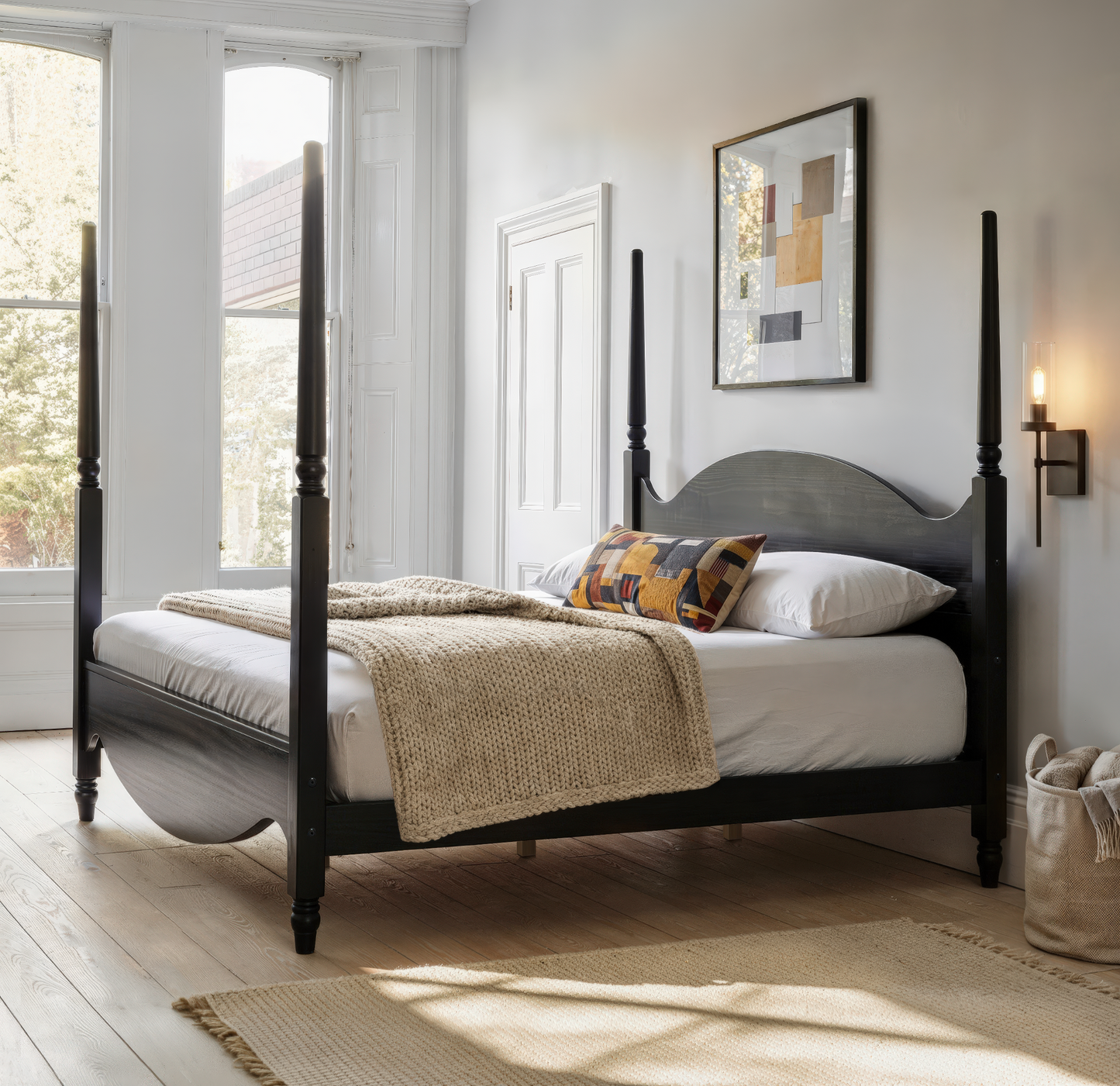 Brixton King Bed — Solid Pine Wood Four-Poster Frame