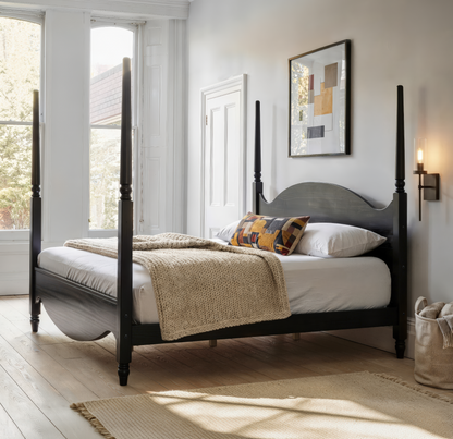 Brixton King Bed — Solid Pine Wood Four-Poster Frame