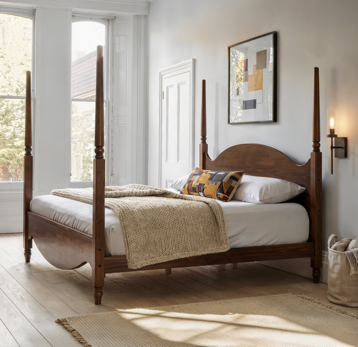 Brixton King Bed — Solid Pine Wood Four-Poster Frame