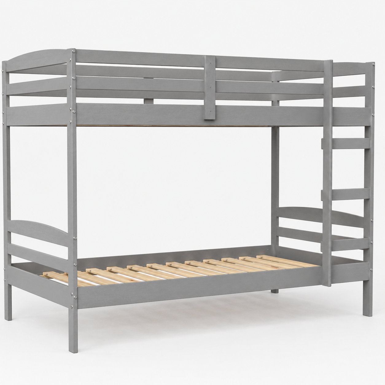 Twin Over Twin Bunk Bed for Kids with Solid Wood Frame, Full-Length Safety Rails & Hang-On Ladder — 220 lbs Per Bunk