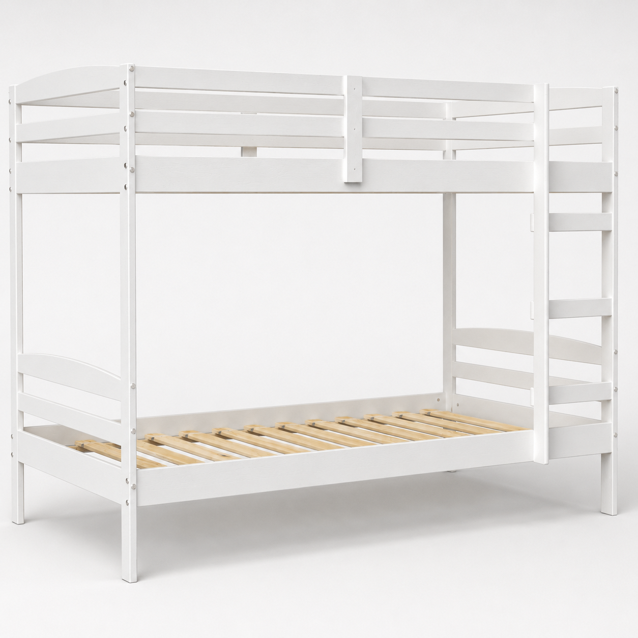 Twin Over Twin Bunk Bed for Kids with Solid Wood Frame, Full-Length Safety Rails & Hang-On Ladder — 220 lbs Per Bunk