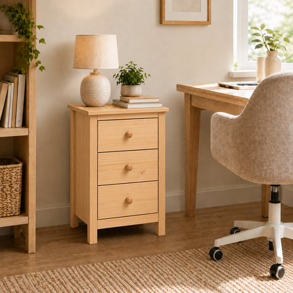 Nightstand Extra Tall 3 Drawer Solid Wood