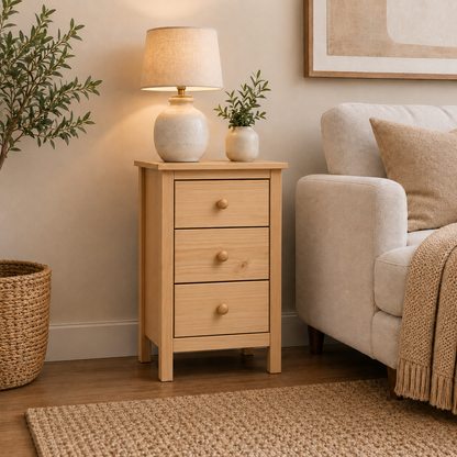 Nightstand Extra Tall 3 Drawer Solid Wood
