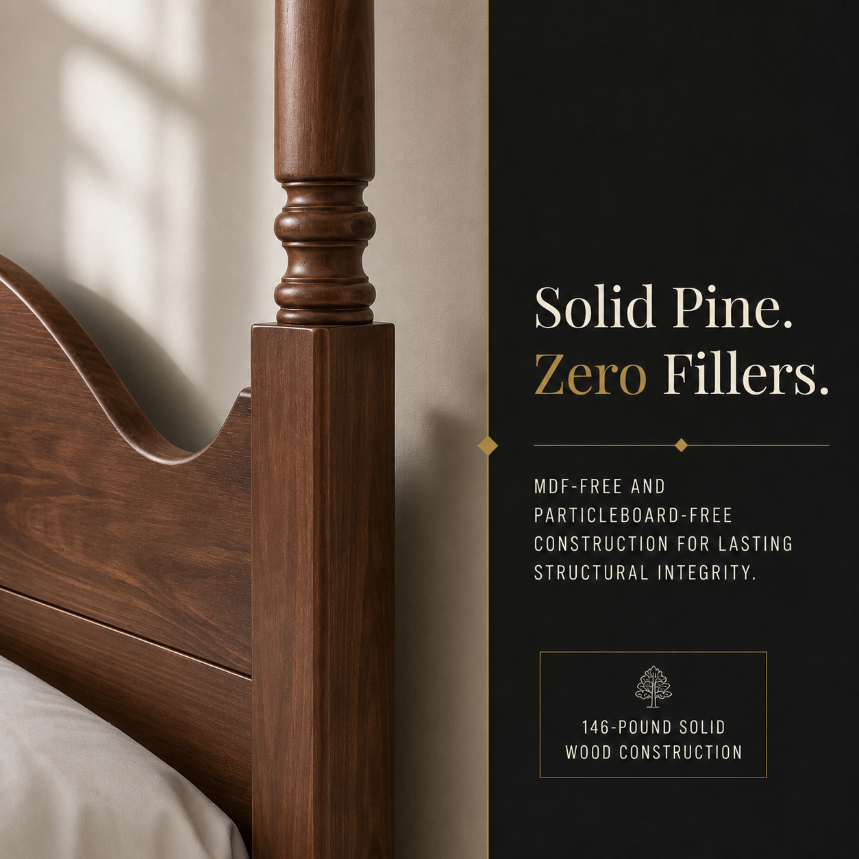 Brixton King Bed — Solid Pine Wood Four-Poster Frame