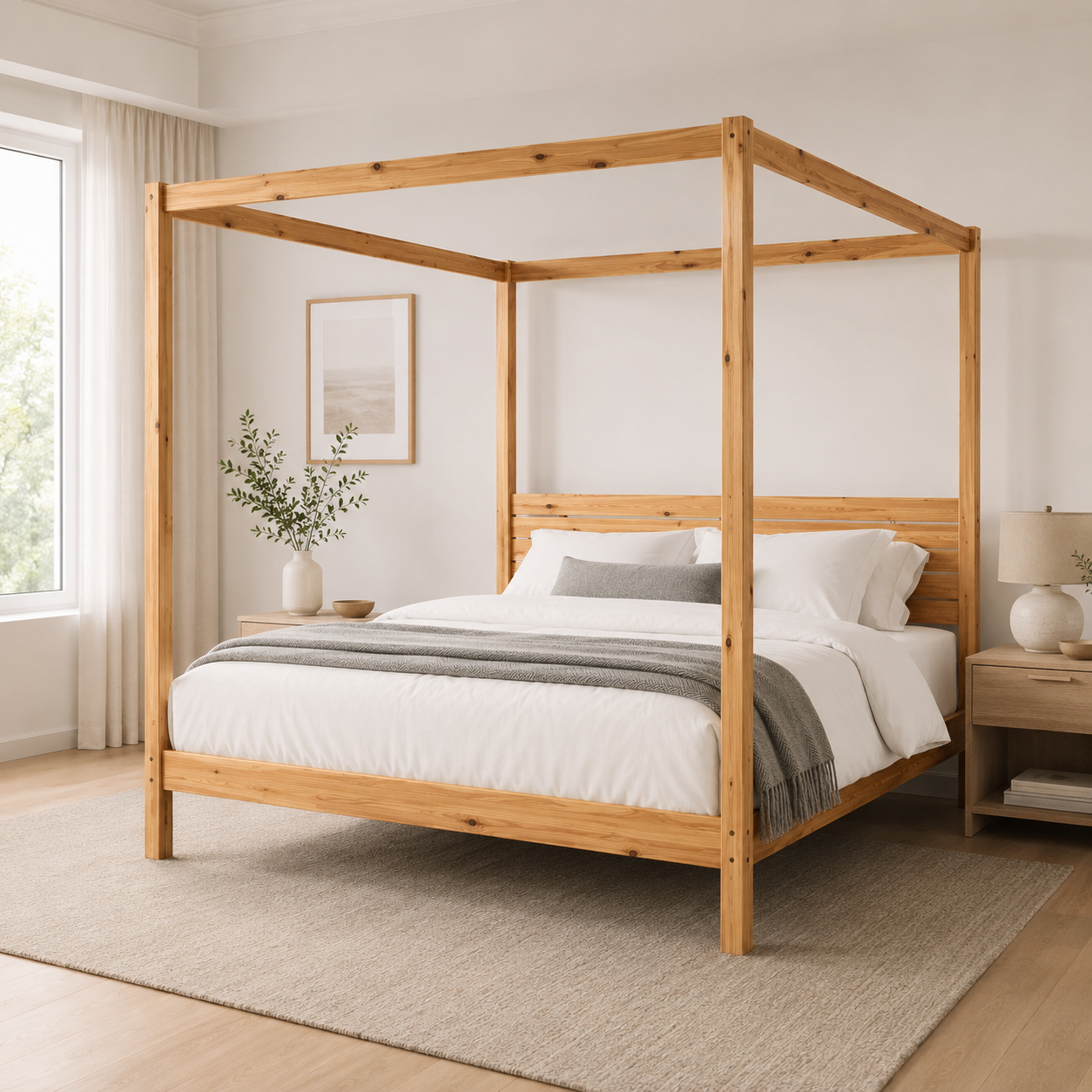 Solid Wood Canopy Bed