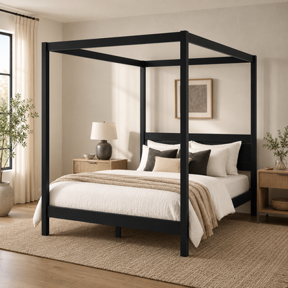 Solid Pine Canopy Bed, Queen Size