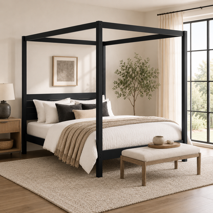 Solid Pine Canopy Bed, Queen Size