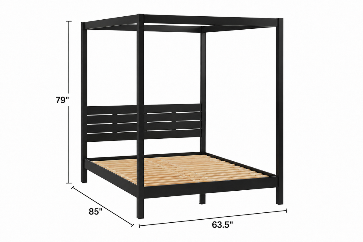 Solid Pine Canopy Bed, Queen Size
