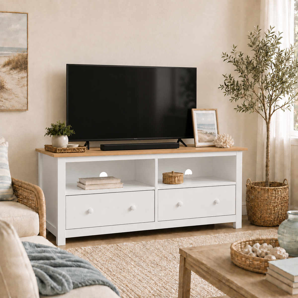 Handcrafted Solid Wood TV Stand