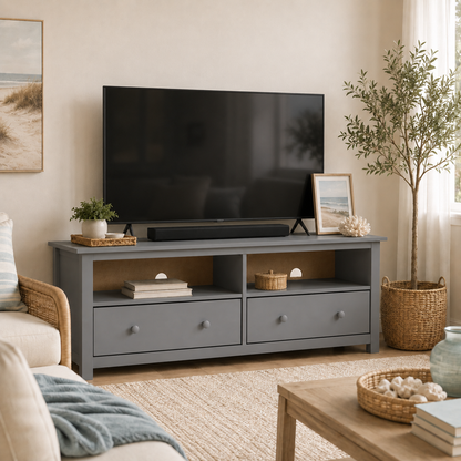 Handcrafted Solid Wood TV Stand