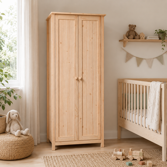 2-Door Wardrobe Closet with 4 Adjustable Shelves