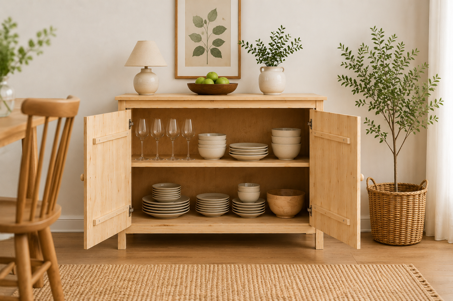 Solid Wood Sideboard Buffet Cabinet with Doors