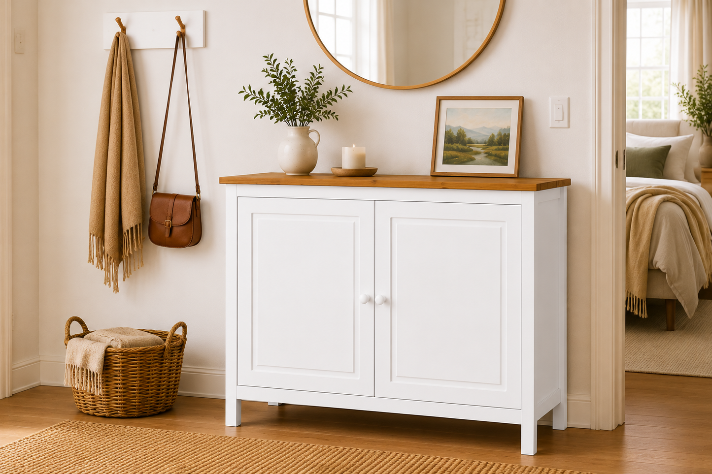Solid Wood Sideboard Buffet Cabinet with Doors