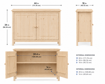 Solid Wood Sideboard Buffet Cabinet with Doors