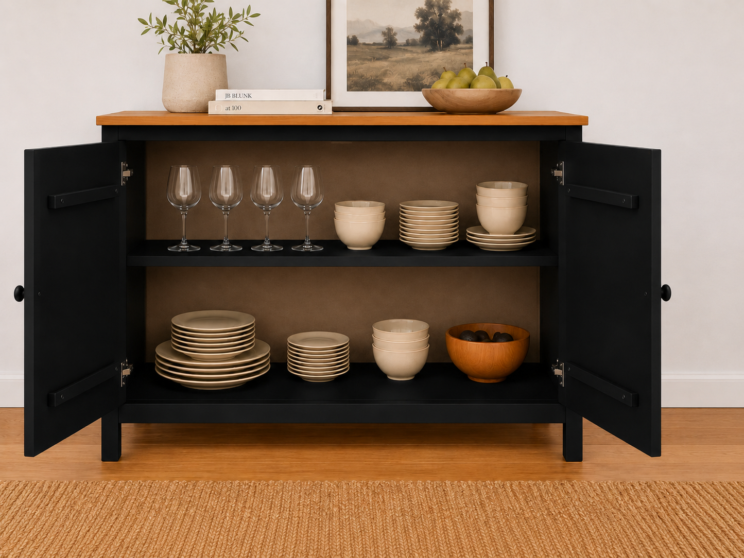 Solid Wood Sideboard Buffet Cabinet with Doors
