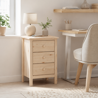 Nightstand Extra Tall 3 Drawer Solid Wood