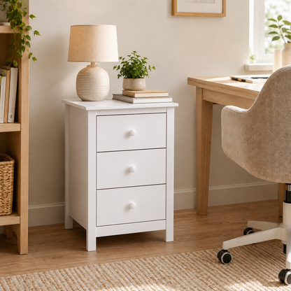 Nightstand Extra Tall 3 Drawer Solid Wood