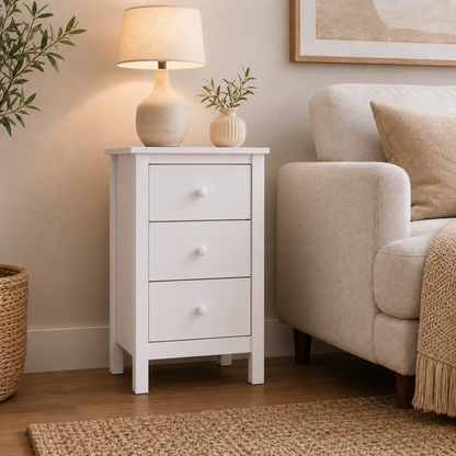 Nightstand Extra Tall 3 Drawer Solid Wood
