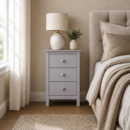 Nightstand Extra Tall 3 Drawer Solid Wood