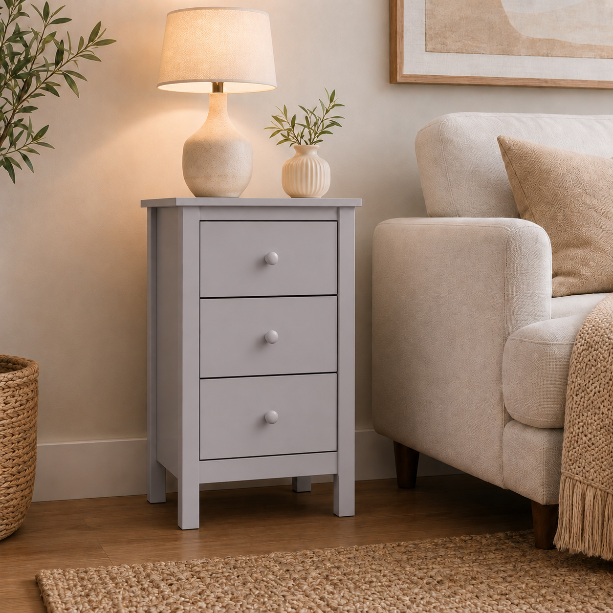 Nightstand Extra Tall 3 Drawer Solid Wood