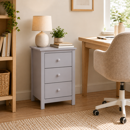 Nightstand Extra Tall 3 Drawer Solid Wood