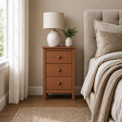 Nightstand Extra Tall 3 Drawer Solid Wood