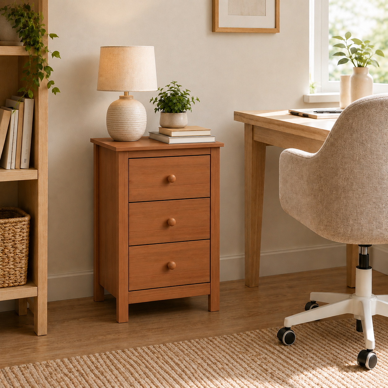 Nightstand Extra Tall 3 Drawer Solid Wood
