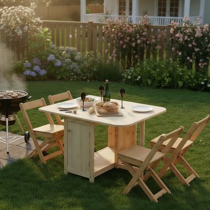 Folding Dining Table & Chair Set