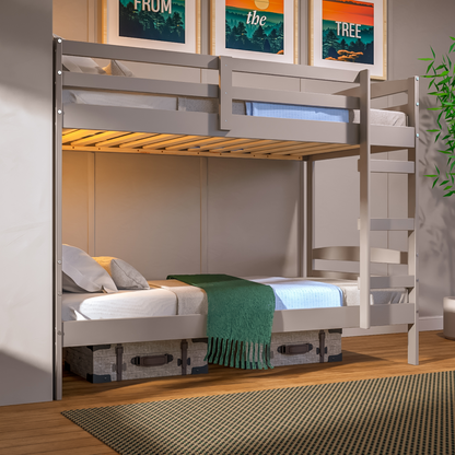 Twin Over Twin Bunk Bed for Kids with Solid Wood Frame
