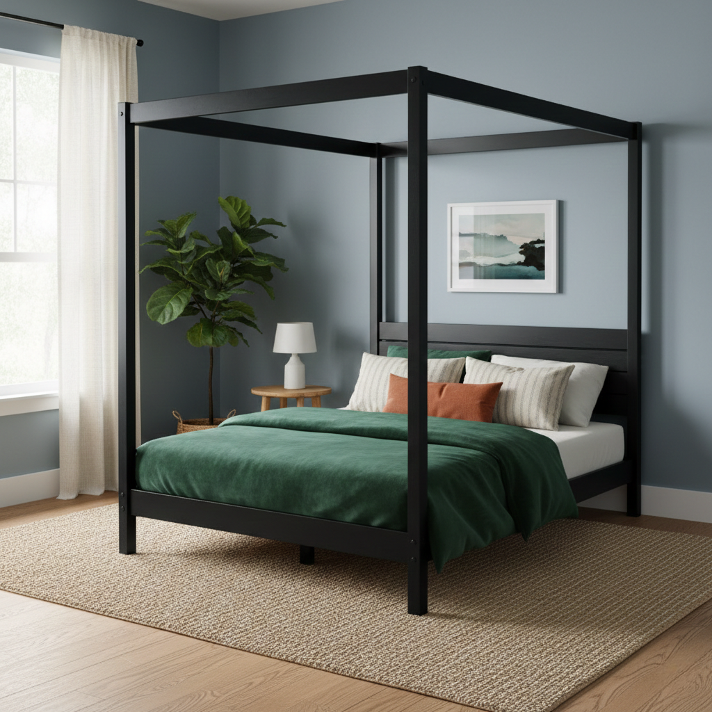 Solid Wood Canopy Bed
