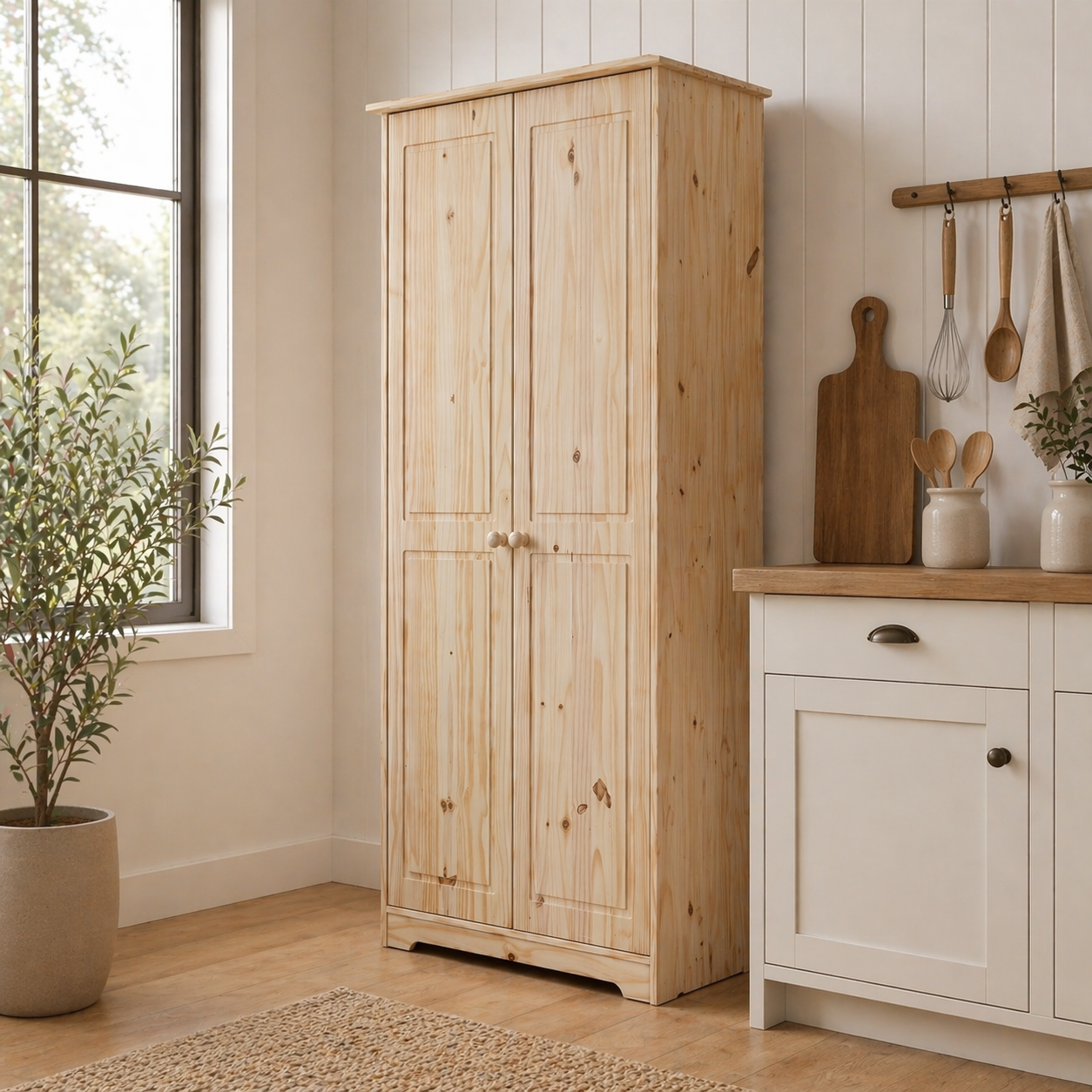 Cabinet Pantry 2 Doors Solid Wood
