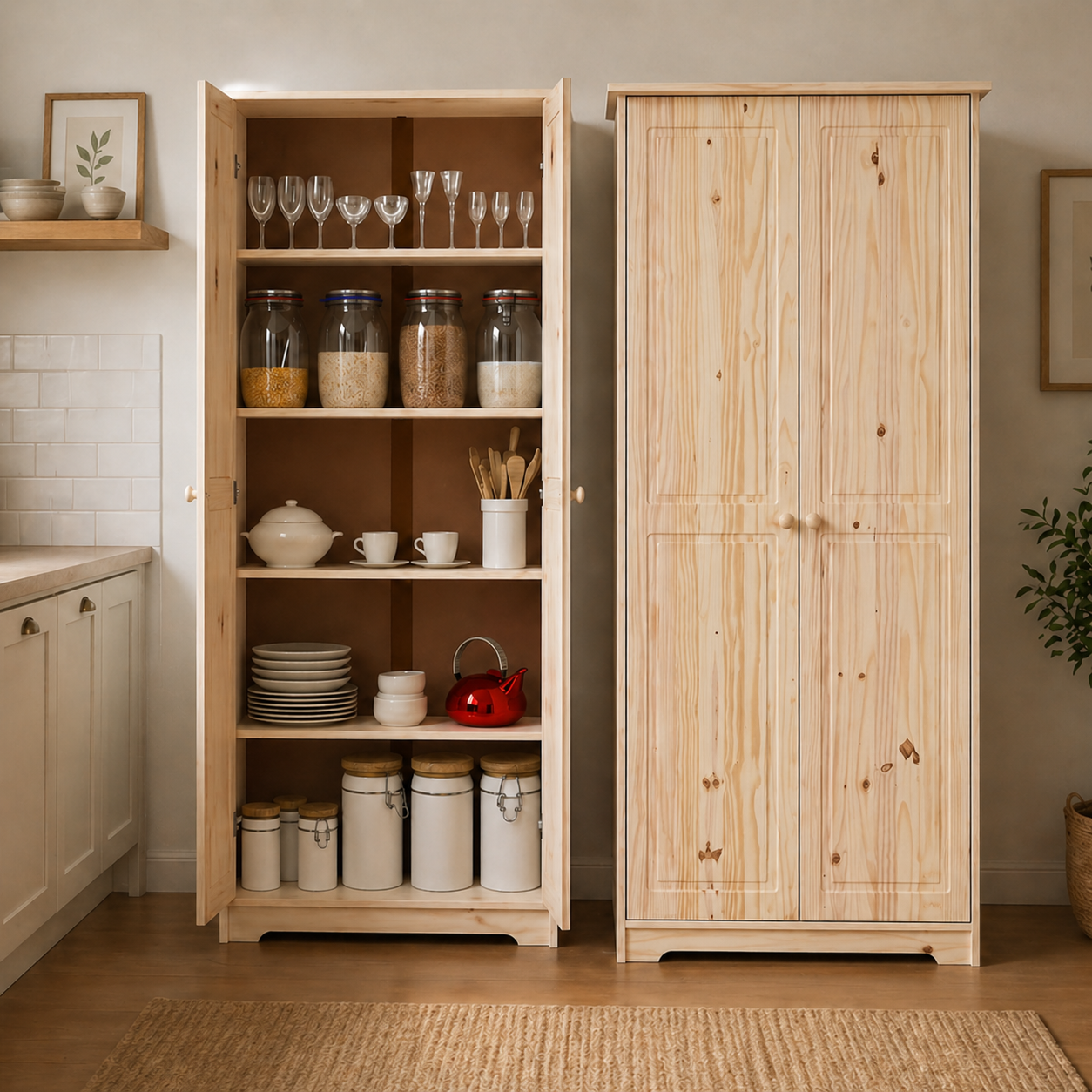 Cabinet Pantry 2 Doors Solid Wood