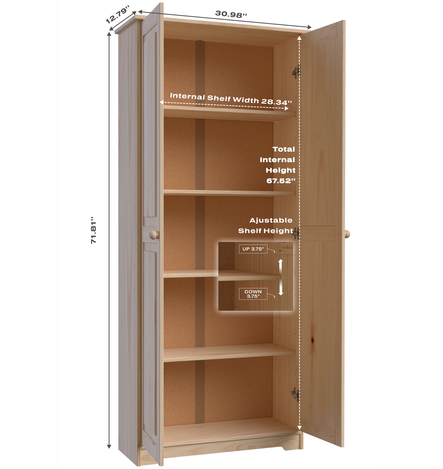 Cabinet Pantry 2 Doors Solid Wood