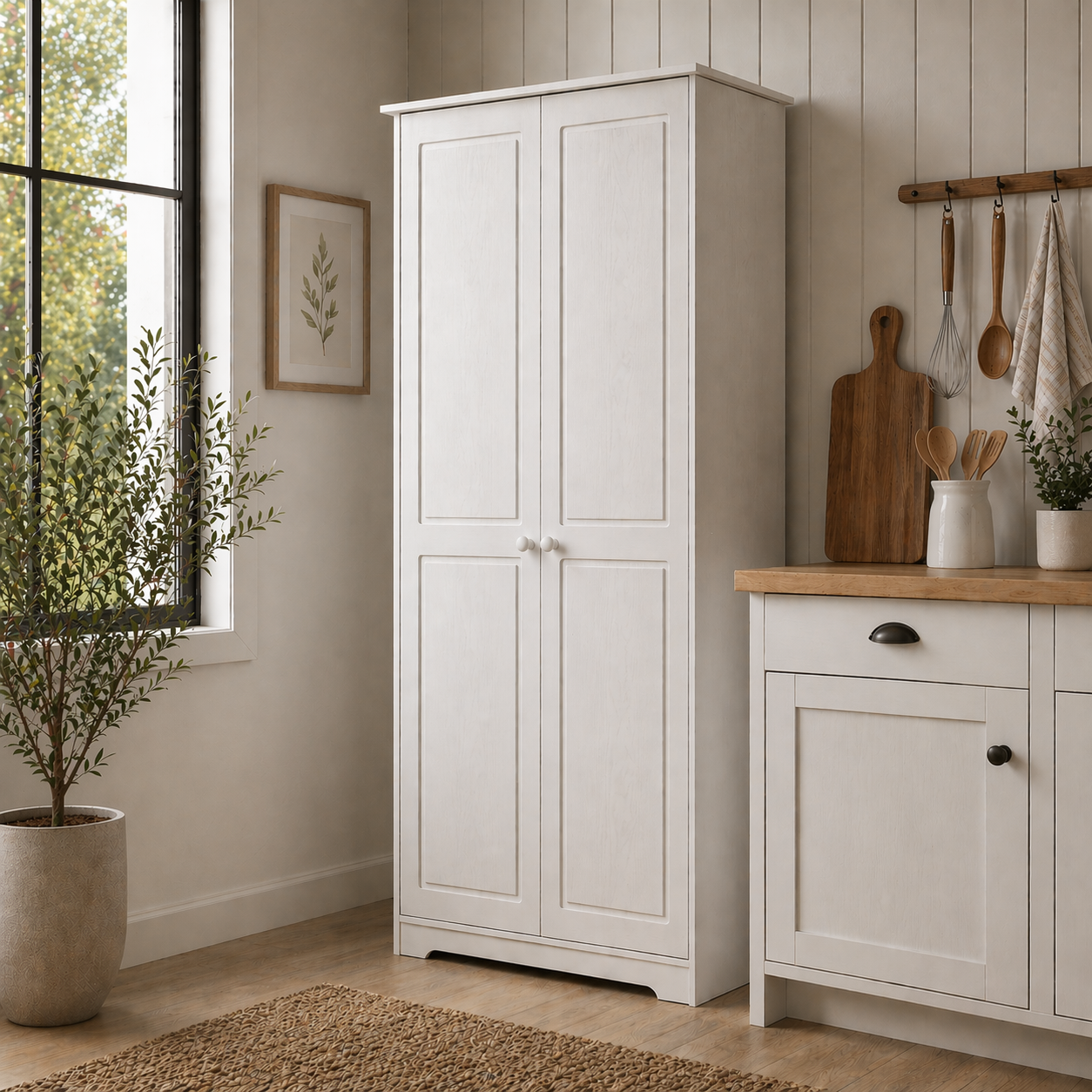 Cabinet Pantry 2 Doors Solid Wood