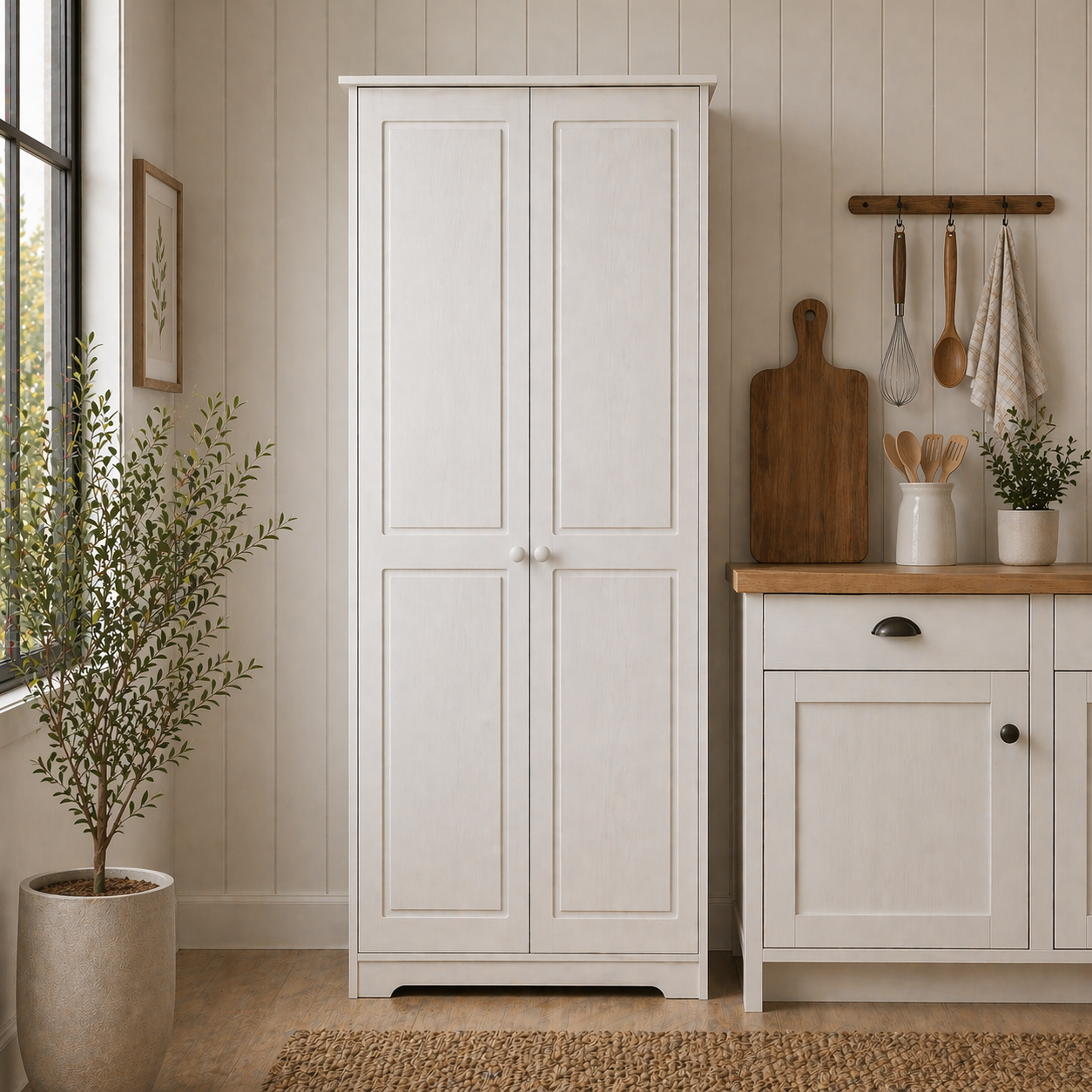 Cabinet Pantry 2 Doors Solid Wood