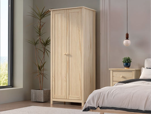 2-Door Wardrobe Closet with 4 Adjustable Shelves