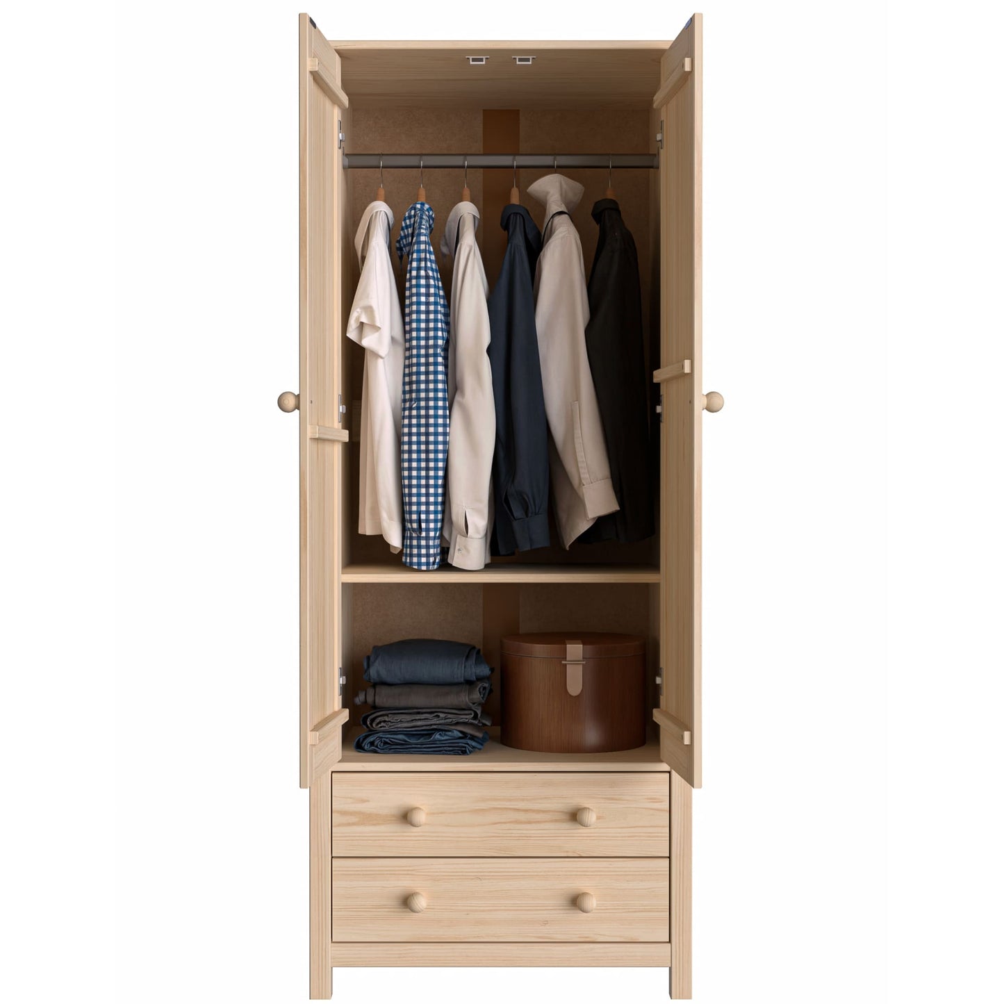 Wardrobe 2 Door and 2 Dresser Unfinished