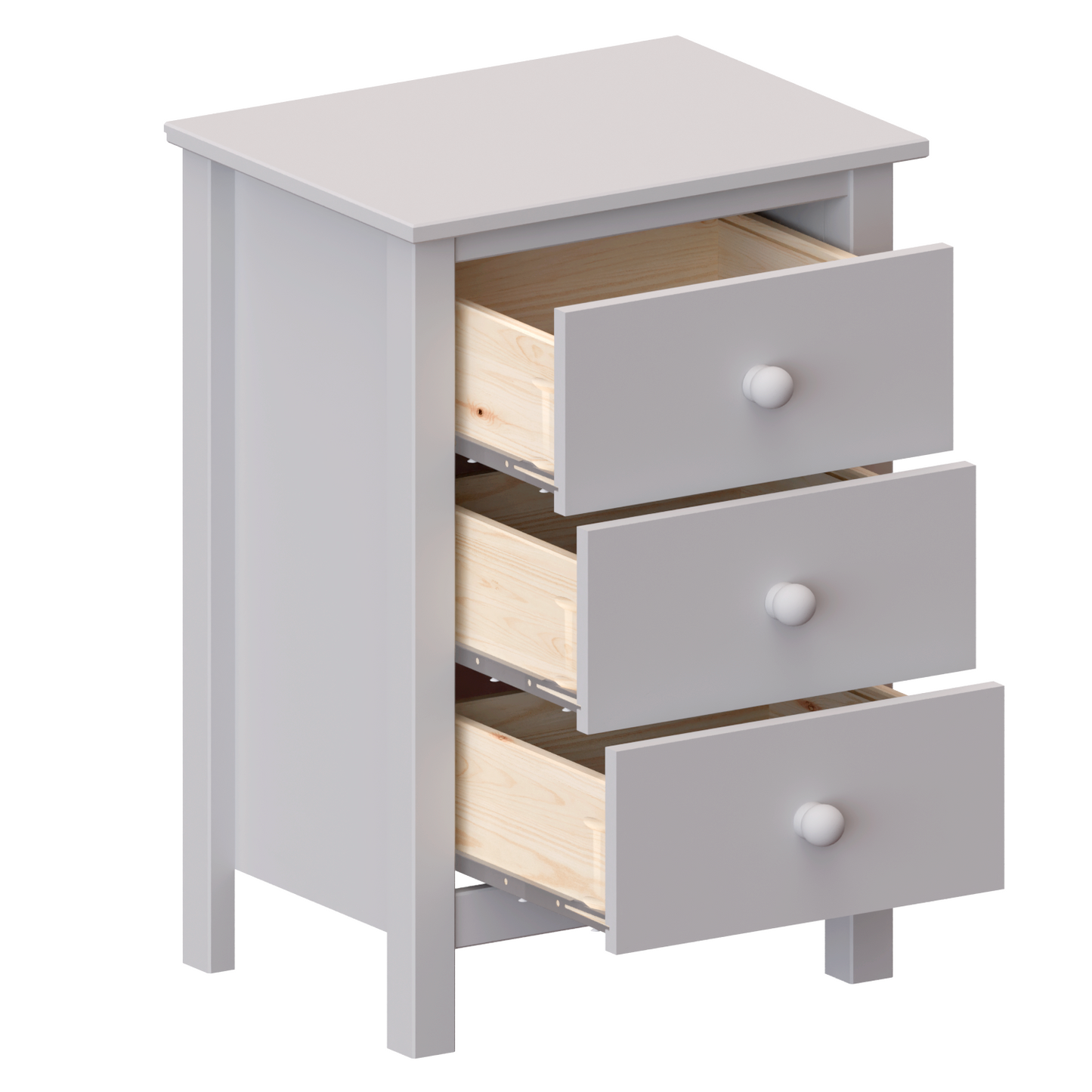 Nightstand Extra Tall 3 Drawer Solid Wood